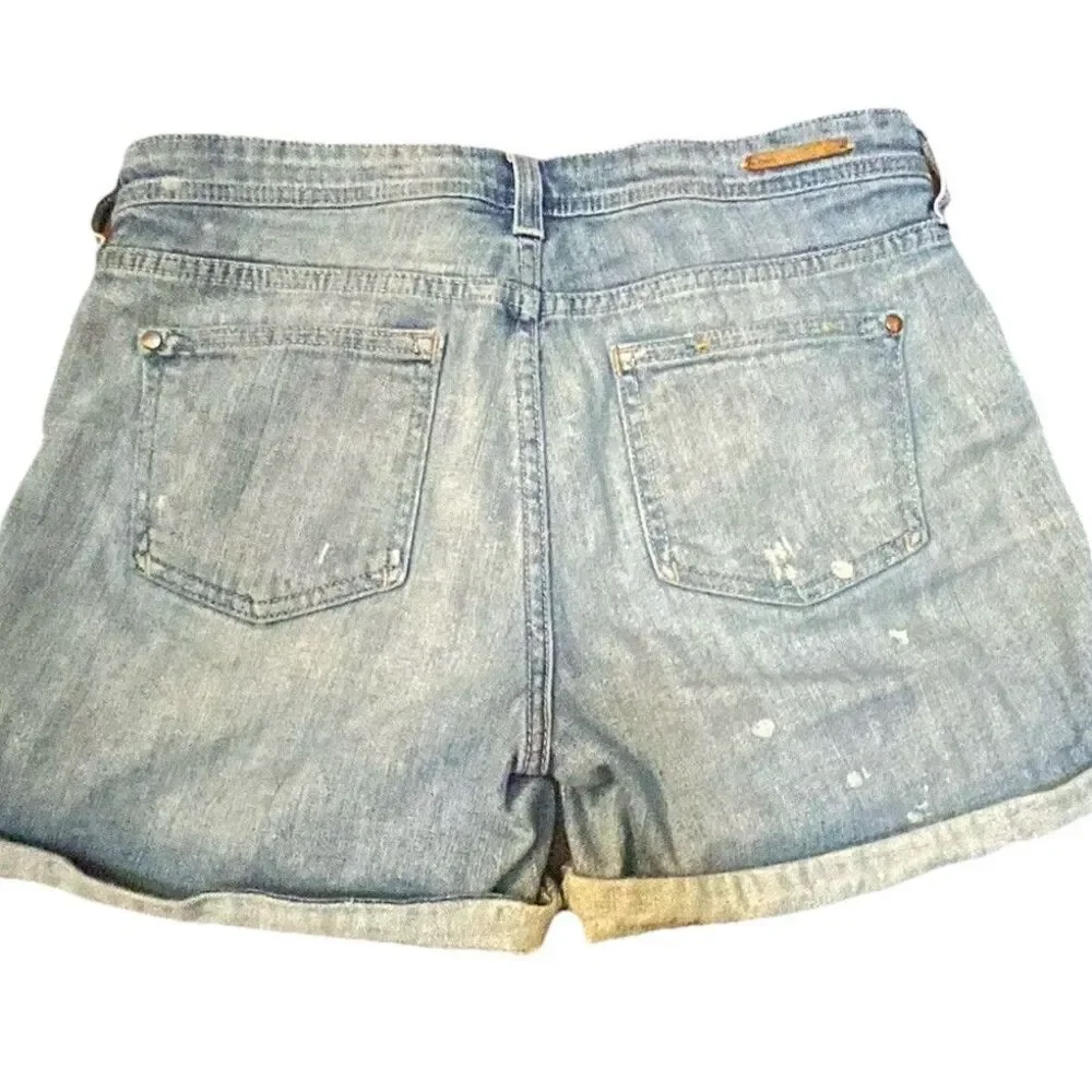 Pilcro Hyphen Anthropologie Distressed Denim Shorts Size 26 Cuffed Roll Up Jean - Picture 3 of 9
